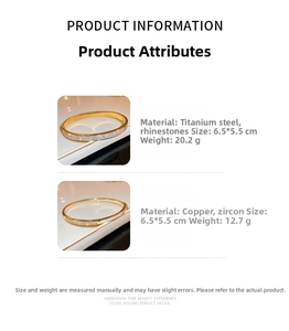Dettagli dei bracciali in zircone placcato oro con specifiche in titanio e rame