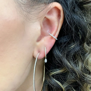 Modern s925 silver needle gold hoop earrings set with marquise cut zircon charms