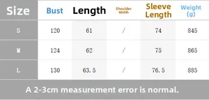 Detailed size chart for women suede jacket showing bust, length, and sleeve measurements
