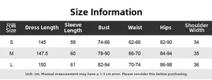 Size chart for bodycon maxi dress showing S M L measurements in centimeters