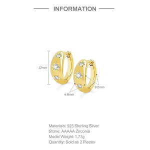 Detailed macro view of S925 sterling silver star earrings with AAAAA zirconia dimensions