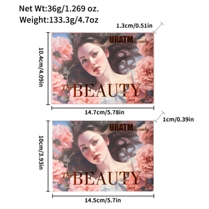 Zeskleuren highlighter en blush palet met vintage olieverfschilderij ontwerp