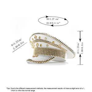 Size chart for the sequin captain hat showing 58cm circumference and 18cm total height