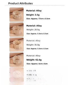 Detailed chart showing alloy metal hollow flower bracelet weight and size dimensions