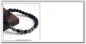 Detailed view of matte black natural stone beads with tiger eye and hematite accents