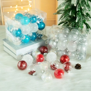 24pcs 6cm Christmas ball set with glitter and matte finishes in a clear gift box