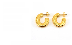 Detailed size chart of U-shaped 18k gold plated stainless steel earrings 20x25x4mm