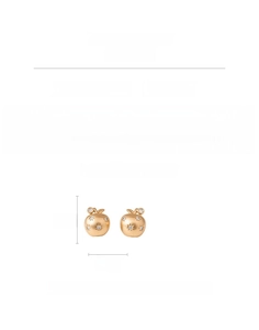 Detailed view of apple-shaped 18K gold-plated earrings with star-set zircon accents