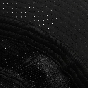 Black wide brim bucket hat with breathable mesh lining and durable sun protection fabric