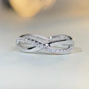 925 Sterling Silver Cross Infinity Ring For Women Electroplated Zirconia Pave Minimalist Fashion Jewelry Engagement Wedding Finger Ring