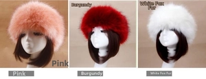 Détails de bonnets en fausse fourrure moelleuse en rose, bordeaux et blanc hiver