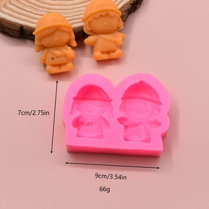 Stampo in silicone rosa con simpatici cartoni animati per cioccolato o pasta di zucchero