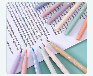 Detailed macro view of Morandi dual-tip mild highlighters for drawing and journaling