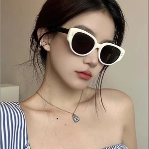 Vintage Cat Eye Sunglasses Retro Oval Plastic Frame UV Protection Trendy Eyewear For Women Men Outdoor Photography Fashion