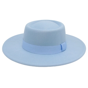Eleganter Wollfilz Boater Hut Für Damen Herren Breite Krempe Flacher Fedora Mit Band Herbst Winter Kaschmir Jazz Hut
