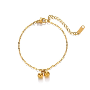18K gold plated stainless steel bead bracelet with lobster clasp and adjustable chain