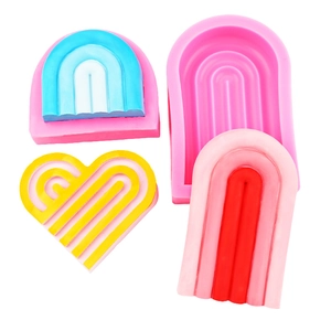 Regenbogenbogen und Herz Silikonform Set für DIY handgemachte Duftkerzen und Gips