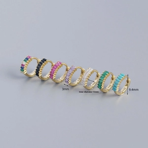 Detailed size measurement of 925 sterling silver earrings with colorful cubic zirconia