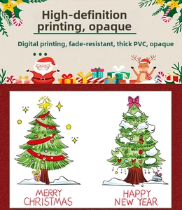 Détails des autocollants de fenêtre sapin de Noël en PVC épais avec impression numérique