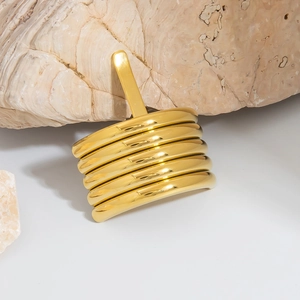Macro detail of multi-layer U-shaped 18K gold plated stainless steel hair accessory