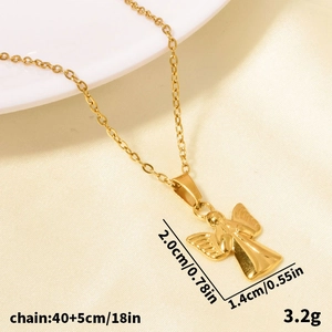 304 Stainless steel 18k gold plated angel pendant necklace with 18 inch chain