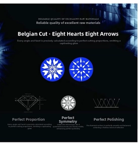 Detail showing professional 8 hearts and 8 arrows diamond cut symmetry and proportions