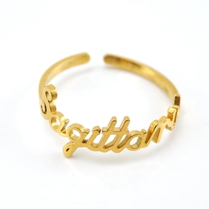 Minimalist 18K gold plated stainless steel open ring featuring Sagittarius constellation text