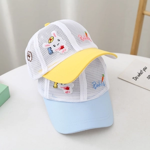 Casquette de baseball en maille respirante pour enfants avec broderie lapin pour l'été