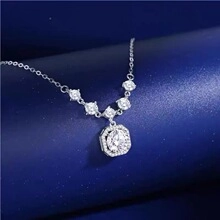 Detailed view of an S925 sterling silver perfume bottle pendant with sparkling crystals