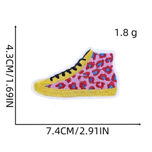 Pink leopard high-top sneaker embroidery patch for kids' clothing decoration and accessories