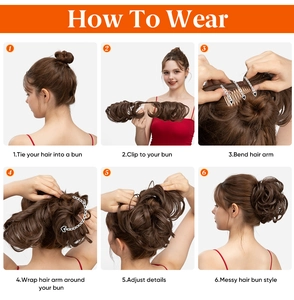 Tutoriel détaillé pour porter un postiche chignon flou avec pince et bras de fixation réglable