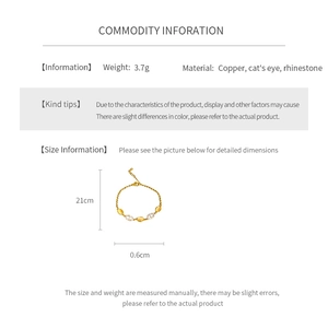 Tableau de spécifications détaillé indiquant matériau, poids et dimensions du bracelet œil de chat