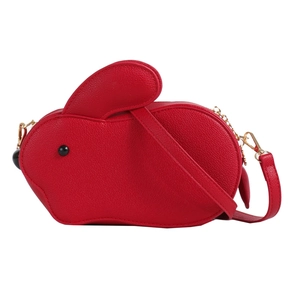Sac bandoulière lapin rouge mignon en cuir PU avec une élégante chaîne dorée