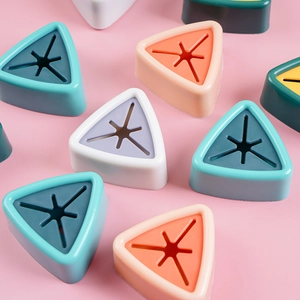 Triangle silicone kitchen towel holder hooks in Morandi colors for wall mounting