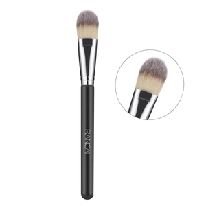 Professional Foundation Brush Synthetic Fiber Wood Handle Aluminum Tube Flat Top Liquid Cream Buffing Makeup Tool