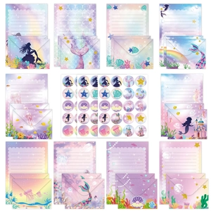 Mermaid theme stationery set with 160 pieces including letter papers and envelopes