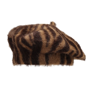 Berretto alla moda con motivo zebrato, stampa animale marrone e texture morbida