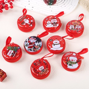Set festlicher weihnachtlicher runder Weißblech-Münzbeutel und Kopfhörertaschen