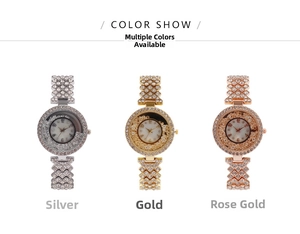 Glittering ladies quartz watch collection in silver, gold and rose gold with rhinestones