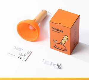 Creative plunger night light set including orange silicone lamp, box and USB cable