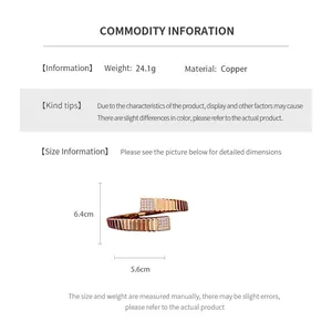 Size chart for square metal bangle showing weight 24.1g and dimensions 6.4cm by 5.6cm
