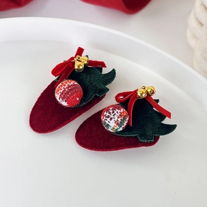 Détails de pinces à cheveux de Noël avec sapin en velours et grelots dorés