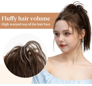 Detail view of the internal support structure for a fluffy high ponytail hair extension