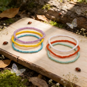 Bracelets empilables en perles faits main en six couleurs pour un style naturel minimaliste