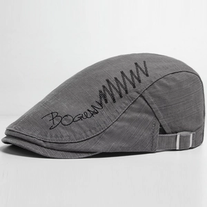 Men Vintage Flat Cap Cotton Embroidered Newsboy Ivy Hat Adjustable Buckle Casual Retro Breathable Sunshade