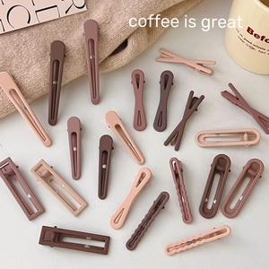 Matte milk coffee hair clip set in various earth tones for women's daily hairstyling