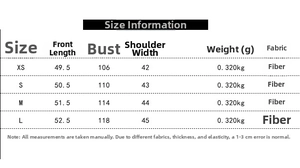 Size chart showing XS to L measurements for the women's stand collar quilted vest