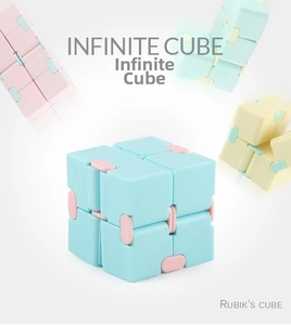 Macaron color infinity cube puzzle toy shown in multiple pastel color combinations