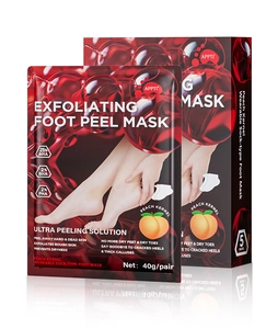 Exfoliating foot peel mask kit with peach extract and AHA BHA PHA formula