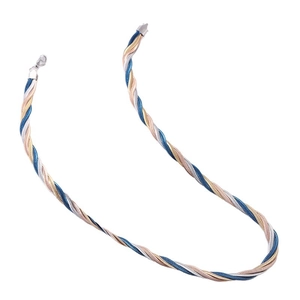Three-tone twisted snake chain necklace in blue, gold and silver stainless steel